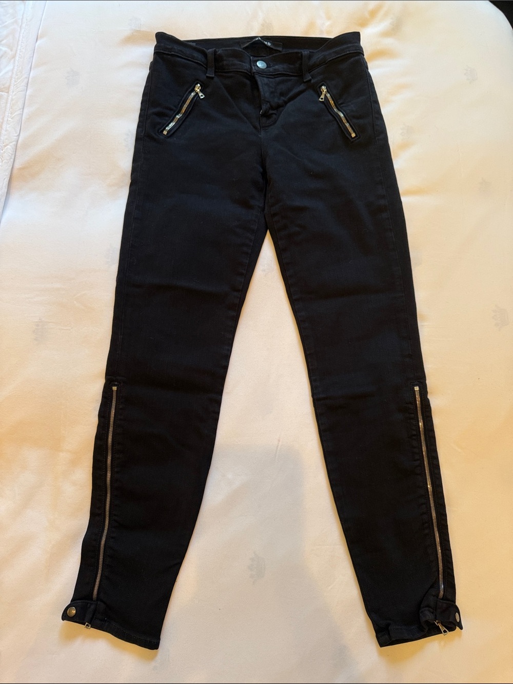 J Brand Black Slim-Fit Pants with Branded Button